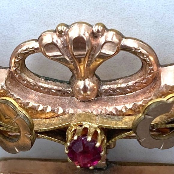 Antique Victorian Rose & Yellow Gold Filled Tiger Eye Cameo Mesh Necklace - Picture 9 of 14